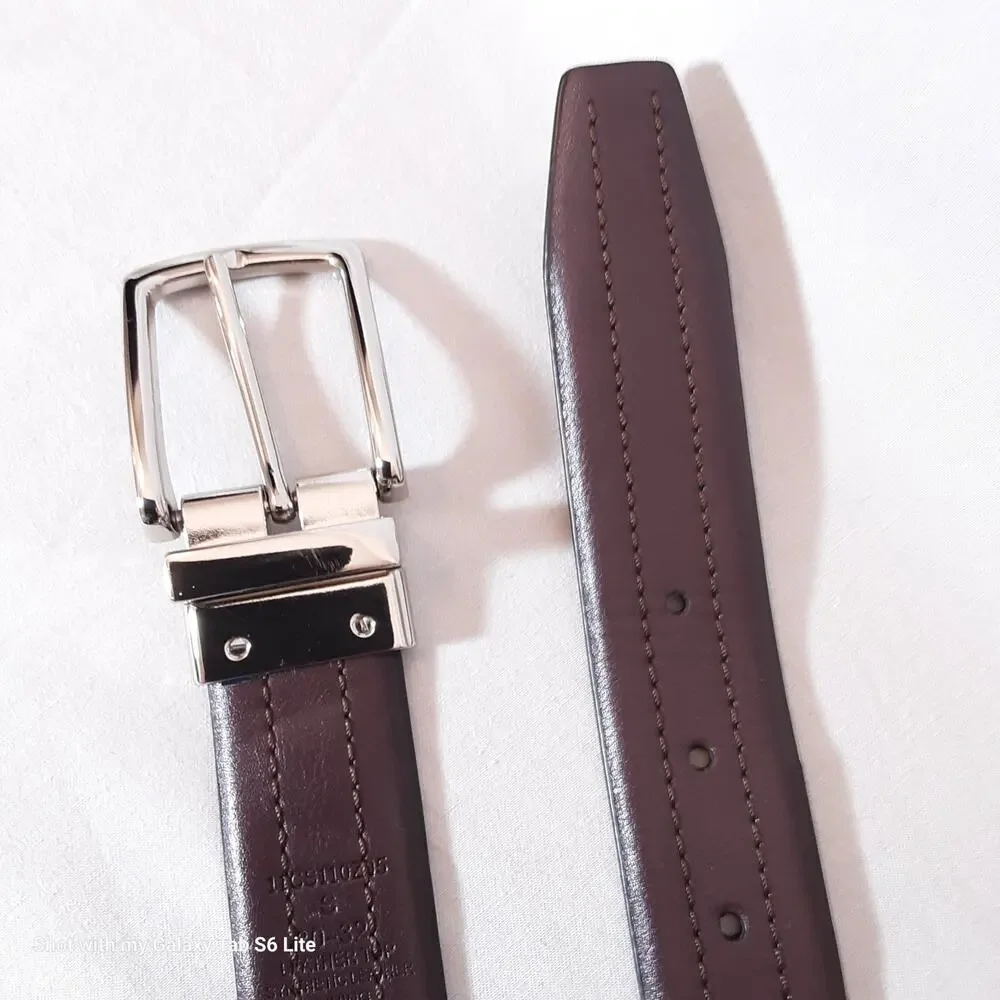 💎LC Liz Claiborne Reversibe Unisex 30-32 Waist Black And Stitched Brown
